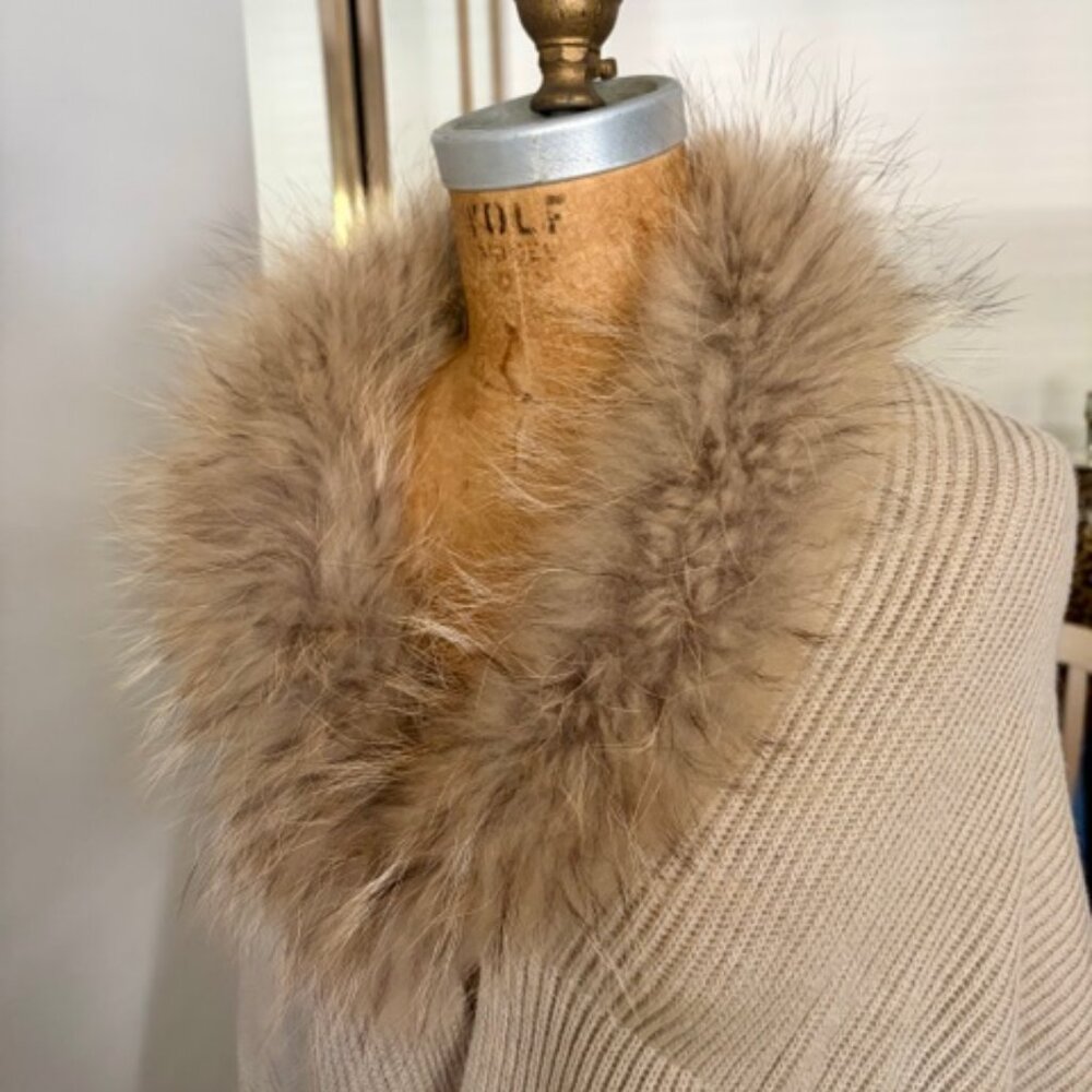 Linda Richards Luxury Fox trimmed wool wrap